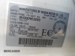 2015 Nissan Micra S z VIN 3N1CK3CP8FL207672, wystawiony jako Copart lot #67318824 z przebiegiem 84 101 mil mil oraz Szkody całkowita. Historia ofert i sprzedaży dostępna na DreamBid. Obrazek 12.