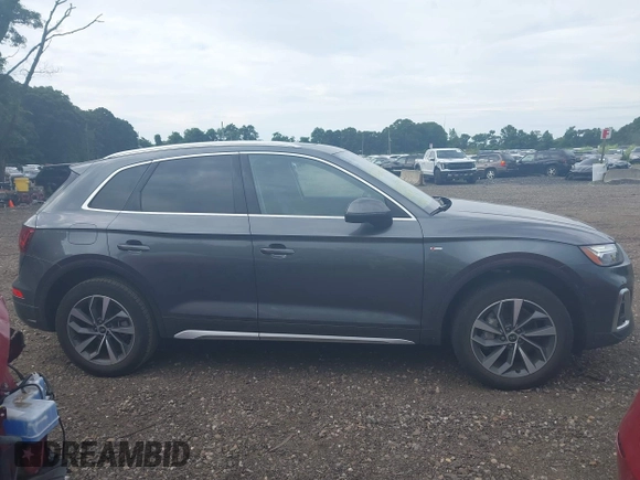 2023 Audi Q5 S line Premium Plus with VIN WA1EAAFY8P2008054, listed as a IAAI auction lot 42678217 with 20,363 mi miles and . Bid and sale history available at DreamBid. Image 13.