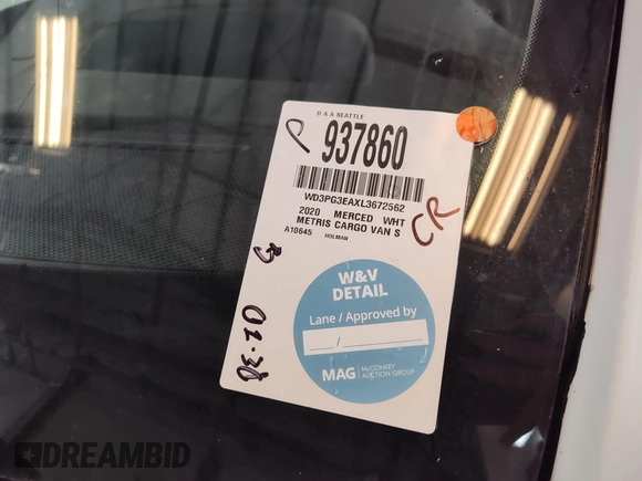 2020 Mercedes-Benz Metris Cargo with VIN WD3PG3EAXL3672562, listed as a IAAI auction lot 42810084 with 76,935 mi miles and . Bid and sale history available at DreamBid. Image 6.