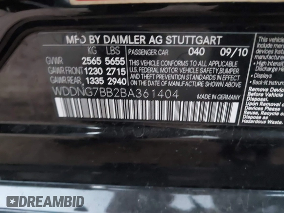 2011 Mercedes-Benz S-Class S 550 with VIN WDDNG7BB2BA361404, listed as a IAAI auction lot 41785003 with 150,433 mi miles. Bid and sale history available at carsss.com. Image 9.