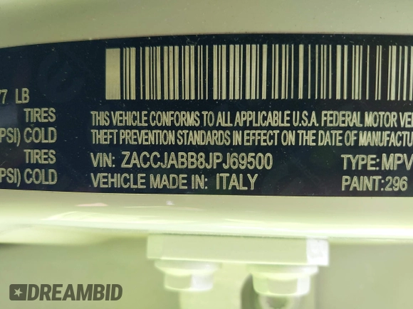 2018 Jeep Renegade Latitude z VIN ZACCJABB8JPJ69500, wystawiony jako IAAI lot #42291161 z przebiegiem 72 903 mil mil oraz . Historia ofert i sprzedaży dostępna na DreamBid. Obrazek 9.