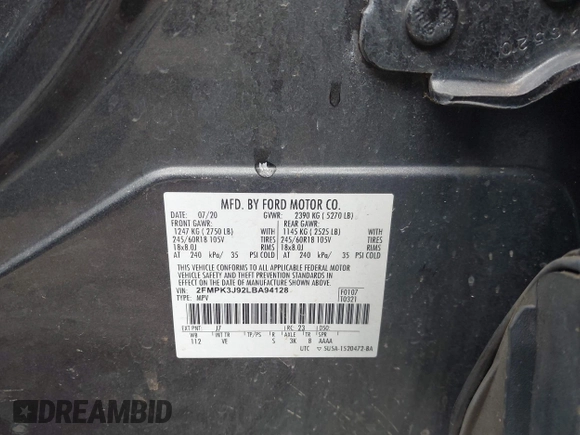 2020 Ford Edge SEL z VIN 2FMPK3J92LBA94128, wystawiony jako IAAI lot #42210326 z przebiegiem Nie podano mil oraz . Historia ofert i sprzedaży dostępna na DreamBid. Obrazek 9.