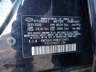 2021 Genesis G70 2.0T with VIN KMTG64LA6MU073463, listed as a Copart auction lot 76839984 with 43,451 mi miles and Salvage Title. Bid and sale history available at carsss.com. Image 12.