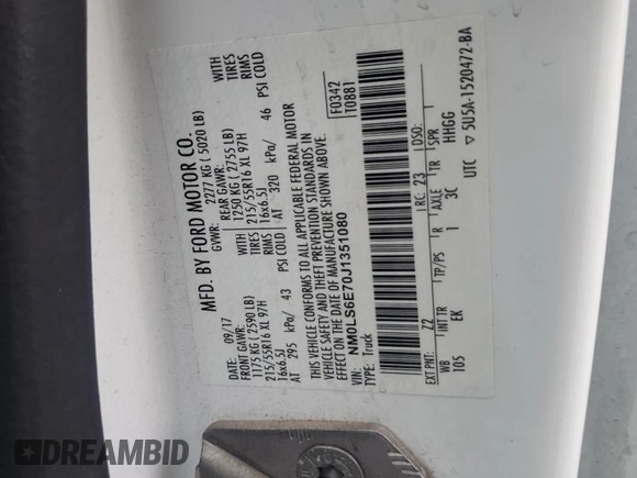 2018 Ford Transit Connect XL with VIN NM0LS6E70J1351080, listed as a Copart auction lot 43360945 with 147,048 mi miles and Salvage title. Bid and sale history available at DreamBid. Image 12.