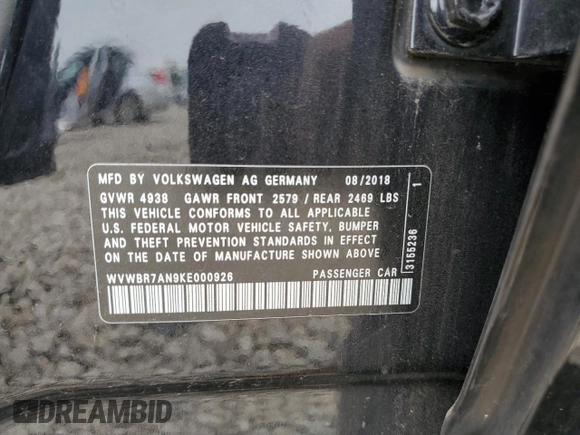 2019 Volkswagen Arteon SE z VIN WVWBR7AN9KE000926, wystawiony jako Copart lot #59279784 z przebiegiem 133 326 mil mil oraz Szkoda całkowita • Salvage title. Historia ofert i sprzedaży dostępna na DreamBid. Obrazek 14.