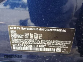 2020 BMW 3 Series 330i with VIN WBA5R1C08LFH41897, listed as a Copart auction lot 50094785 with 55,930 mi miles and Salvage Title. Bid and sale history available at carsss.com. Image 13.