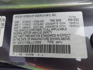 2020 Acura RDX w/Technology Pkg with VIN 5J8TC1H58LL012668, listed as a IAAI auction lot 41736472 with 1 mi miles. Bid and sale history available at carsss.com. Image 9.