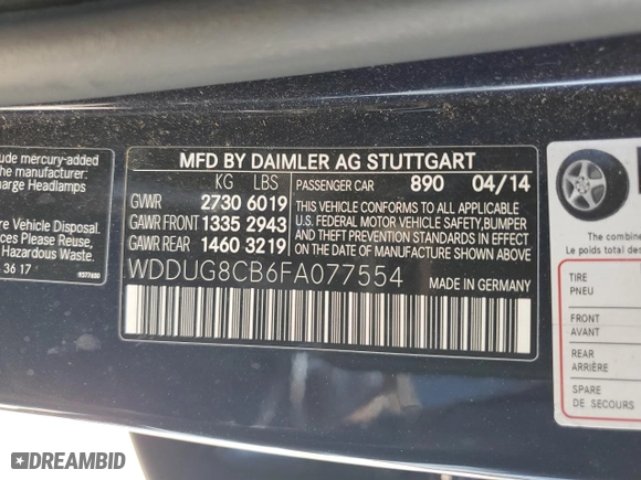 2015 Mercedes-Benz S-Class S 550 with VIN WDDUG8CB6FA077554, listed as a Copart auction lot 66417294 with 140,034 mi miles and Clean Title. Bid and sale history available at carsss.com. Image 12.