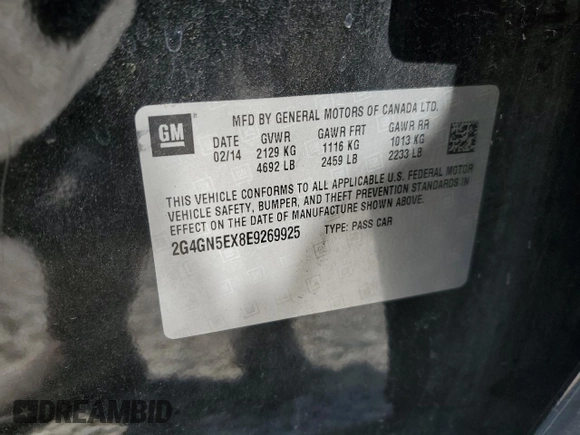 2014 Buick Regal Premium I with VIN 2G4GN5EX8E9269925, listed as a Copart auction lot 53024635 with 93,149 mi miles and Salvage Title. Bid and sale history available at carsss.com. Image 12.