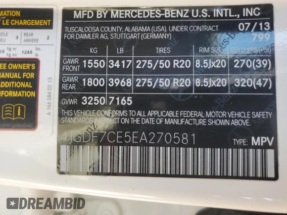 2014 Mercedes-Benz GL 450 z VIN 4JGDF7CE5EA270581, wystawiony jako Copart lot #48489035 z przebiegiem 131 599 mil mil oraz Czysty tytuł • Clean title. Historia ofert i sprzedaży dostępna na DreamBid. Obrazek 13.