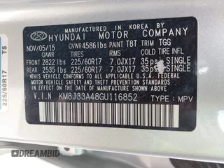 2016 Hyundai Tucson SE z VIN KM8J33A48GU116852, wystawiony jako IAAI lot #42111656 z przebiegiem 138 656 mil mil oraz . Historia ofert i sprzedaży dostępna na DreamBid. Obrazek 9.
