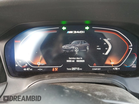 2021 BMW 3 Series M340i with VIN 3MW5U7J09M8B69234, listed as a Copart auction lot 44027005 with 29,715 mi miles and Salvage Title. Bid and sale history available at carsss.com. Image 9.