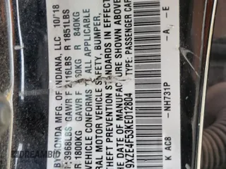 2019 Honda Insight EX with VIN 19XZE4F53KE012804, listed as a Copart auction lot 53758625 with 107,333 mi miles and Salvage Title. Bid and sale history available at carsss.com. Image 12.
