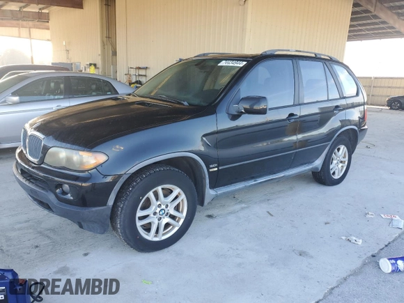2005 BMW X5 3.0i with VIN 5UXFA13555LY14993, listed as a Copart auction lot 74434944 with 145,021 mi miles and Clean Title. Bid and sale history available at carsss.com. Image 1.