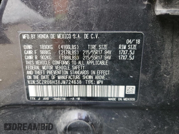 2018 Honda HR-V LX with VIN 3CZRU6H3XJM724638, listed as a Copart auction lot 51014765 with 116,019 mi miles and Salvage Title. Bid and sale history available at carsss.com. Image 13.