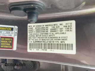 2012 Honda CR-V EX-L with VIN 5J6RM4H78CL019218, listed as a IAAI auction lot 42492790 with 166,217 mi miles and . Bid and sale history available at DreamBid. Image 9.