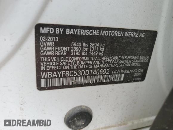 2013 BMW 7 Series 750Li xDrive z VIN WBAYF8C53DD140692, wystawiony jako Copart lot #79561764 z przebiegiem 163 552 mil mil oraz Nie do naprawy • Non repairable. Historia ofert i sprzedaży dostępna na DreamBid. Obrazek 12.