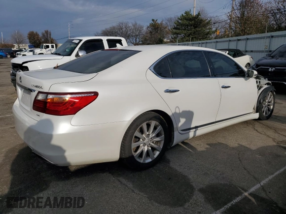 2010 Lexus LS 460 L with VIN JTHDL5EF2A5002578, listed as a Copart auction lot 83389104 with 141,563 mi miles and Salvage title. Bid and sale history available at DreamBid. Image 3.