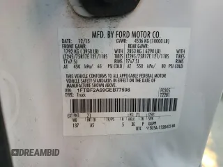 2016 Ford Super Duty F-250 SRW XL with VIN 1FTBF2A69GEB77598, listed as a Copart auction lot 83483424 with 0 mi miles and Salvage Title. Bid and sale history available at carsss.com. Image 12.