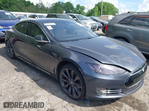 2014 Tesla Model S P85D with VIN 5YJSA1H29EFP63032, listed as a IAAI auction lot 42132145 with Not Provided miles and . Bid and sale history available at DreamBid. Image 1.