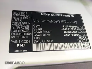 2024 Mercedes-Benz Sprinter Cargo with VIN W1Y4NDHY6RT172013, listed as a IAAI auction lot 41407339 with 166,083 mi miles. Bid and sale history available at carsss.com. Image 9.