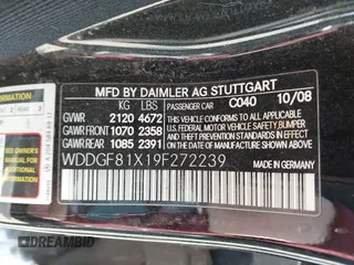 2009 Mercedes-Benz C-Class 3.0L Sport with VIN WDDGF81X19F272239, listed as a IAAI auction lot 42033334 with 212,758 mi miles. Bid and sale history available at carsss.com. Image 9.