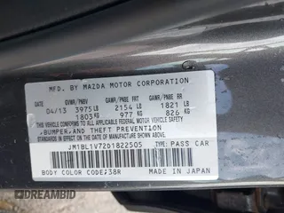 2013 Mazda 3 i Touring z VIN JM1BL1V72D1822505, wystawiony jako IAAI lot #42199595 z przebiegiem 103 560 mil mil oraz . Historia ofert i sprzedaży dostępna na DreamBid. Obrazek 9.