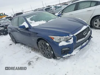 2016 Infiniti Q50 3.0t Red Sport 400 with VIN JN1FV7AR9GM452066, listed as a IAAI auction lot 41271398 with 95,249 mi miles. Bid and sale history available at carsss.com. Image 1.