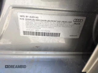 2007 Audi A4 2.0T with VIN WAUDF78EX7A024896, listed as a Copart auction lot 59593995 with 151,980 mi miles and Salvage title. Bid and sale history available at DreamBid. Image 12.