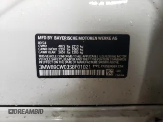 2025 BMW 3 Series 330i xDrive with VIN 3MW89CW03S8F01021, listed as a Copart auction lot 42981935 with 1,965 mi miles and Salvage Title. Bid and sale history available at carsss.com. Image 13.