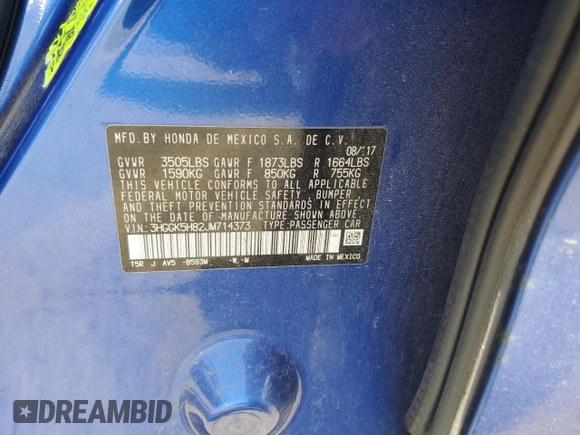 2018 Honda Fit EX with VIN 3HGGK5H82JM714373, listed as a Copart auction lot 62324065 with 75,222 mi miles and Salvage title. Bid and sale history available at DreamBid. Image 12.