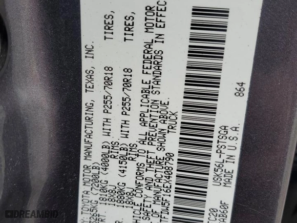 2014 Toyota Tundra 4WD Truck SR5 with VIN 5TFDW5F16EX408790, listed as a Copart auction lot 44032215 with NaN miles and Salvage Title. Bid and sale history available at carsss.com. Image 12.