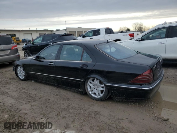 2003 Mercedes-Benz S-Class 5.0L with VIN WDBNG75JX3A326428, listed as a Copart auction lot 48180135 with 0 mi miles and Salvage Title. Bid and sale history available at carsss.com. Image 2.