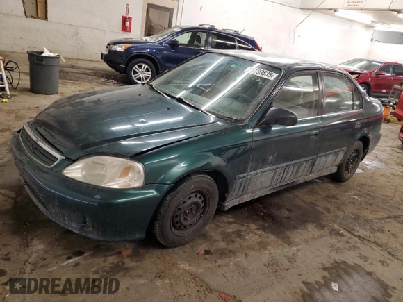 1999 Honda Civic VP z VIN 2HGEJ6611XH594868, wystawiony jako Copart lot #45193835 z przebiegiem 180 914 mil mil oraz Szkoda całkowita • Salvage title. Historia ofert i sprzedaży dostępna na DreamBid. Obrazek 1.