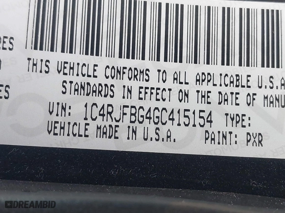 2016 Jeep Grand Cherokee Limited 75th Anniversary with VIN 1C4RJFBG4GC415154, listed as a IAAI auction lot 41789318 with 115,719 mi miles. Bid and sale history available at carsss.com. Image 9.