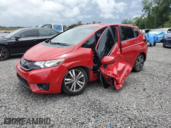 2015 Honda Fit EX-L with VIN 3HGGK5H86FM748582, listed as a Copart auction lot 59849275 with 87,605 mi miles and Salvage title. Bid and sale history available at DreamBid. Image 1.