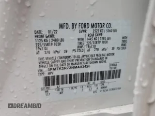 2022 Ford Mustang Mach-E Premium с VIN 3FMTK3R72NMA03426, выставлен на аукционе Copart как лот 86403874 с пробегом 25 891 миль миль и Списание • Salvage title. История ставок и продаж доступна на DreamBid. Изображение 12.