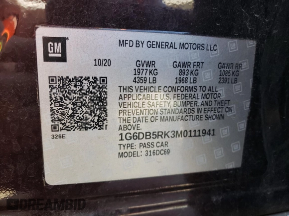 2021 Cadillac CT4 Premium Luxury z VIN 1G6DB5RK3M0111941, wystawiony jako Copart lot #67996564 z przebiegiem 54 216 mil mil oraz Szkoda całkowita • Salvage title. Historia ofert i sprzedaży dostępna na DreamBid. Obrazek 12.