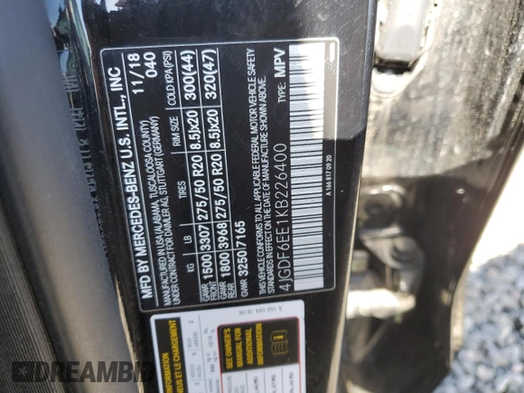 2019 Mercedes-Benz GLS 450 с VIN 4JGDF6EE1KB226400, выставлен на аукционе Copart как лот 54952545 с пробегом 92 193 миль миль и Списание • Salvage title. История ставок и продаж доступна на DreamBid. Изображение 13.
