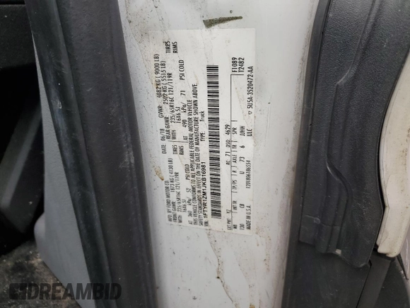 2018 Ford Transit with VIN 1FTYR1ZM1JKB16981, listed as a Copart auction lot 45949915 with 229,460 mi miles and Salvage title. Bid and sale history available at DreamBid. Image 13.