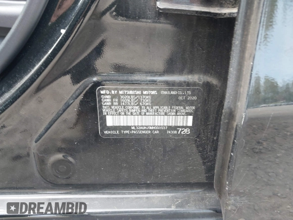 2021 Mitsubishi Mirage ES с VIN ML32AUHJ9MH001037, выставлен на аукционе IAAI как лот 42130663 с пробегом 36 329 миль миль и . История ставок и продаж доступна на DreamBid. Изображение 9.