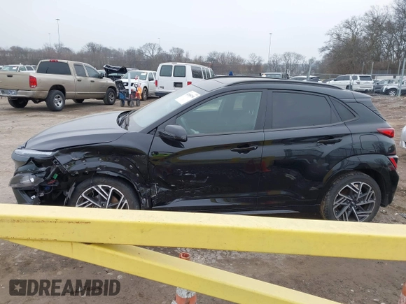 2023 Hyundai Kona N Line with VIN KM8K33A39PU989957, listed as a IAAI auction lot 41505290 with 29,134 mi miles and . Bid and sale history available at DreamBid. Image 14.