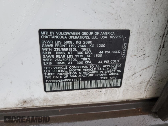 2023 Volkswagen ID.4 Pro z VIN 1V2DNPE84PC017949, wystawiony jako Copart lot #43658705 z przebiegiem 37 267 mil mil oraz Szkoda całkowita • Salvage title. Historia ofert i sprzedaży dostępna na DreamBid. Obrazek 13.