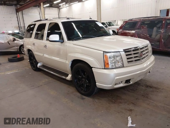 2003 Cadillac Escalade z VIN 1GYEK63N53R162632, wystawiony jako IAAI lot #41542627 z przebiegiem 147 577 mil mil oraz . Historia ofert i sprzedaży dostępna na DreamBid. Obrazek 1.