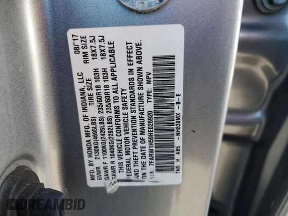2017 Honda CR-V EX with VIN 7FARW1H59HE026920, listed as a Copart auction lot 48223715 with 142,358 mi miles and Salvage Title. Bid and sale history available at carsss.com. Image 15.