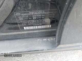 2012 Hyundai Sonata GLS with VIN 5NPEB4AC4CH462892, listed as a IAAI auction lot 41829985 with 220,605 mi miles and . Bid and sale history available at carsss.com. Image 9.