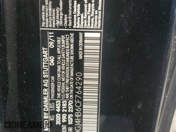2012 Mercedes-Benz C 250 with VIN WDDGJ4HB6CF764290, listed as a Copart auction lot 83024974 with Not provided miles and Salvage title. Bid and sale history available at DreamBid. Image 12.