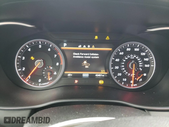 2021 Genesis G70 2.0T with VIN KMTG64LA6MU073463, listed as a Copart auction lot 76839984 with 43,451 mi miles and Salvage title. Bid and sale history available at DreamBid. Image 9.