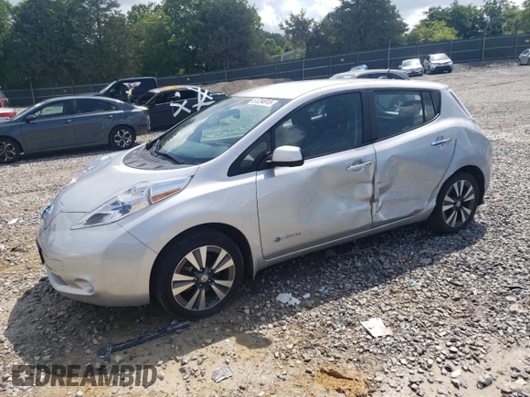 2015 Nissan LEAF S with VIN 1N4AZ0CP7FC320223, listed as a Copart auction lot 61234915 with 79,514 mi miles and Salvage title. Bid and sale history available at DreamBid. Image 1.