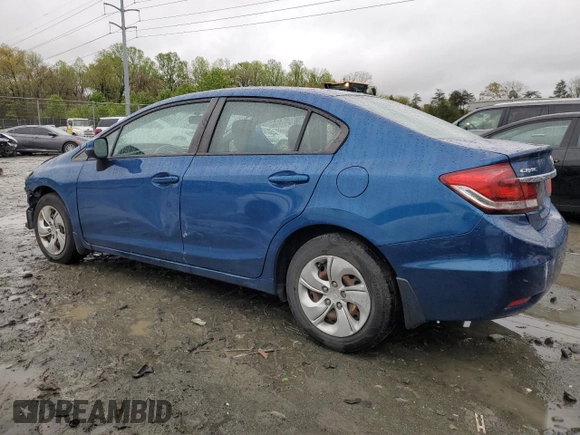2013 Honda Civic LX with VIN 2HGFB2F55DH518806, listed as a Copart auction lot 51076125 with 109,702 mi miles and Salvage Title. Bid and sale history available at DreamBid. Image 2.